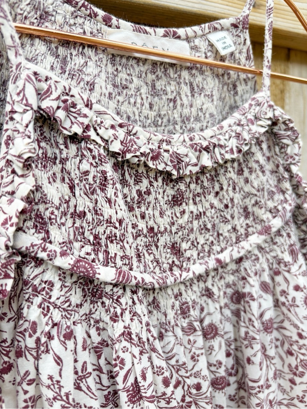 Doen Pierre Dress in Blush Mini Earl Floral Midi Size XS Red Cream Boho - Picture 11 of 15
